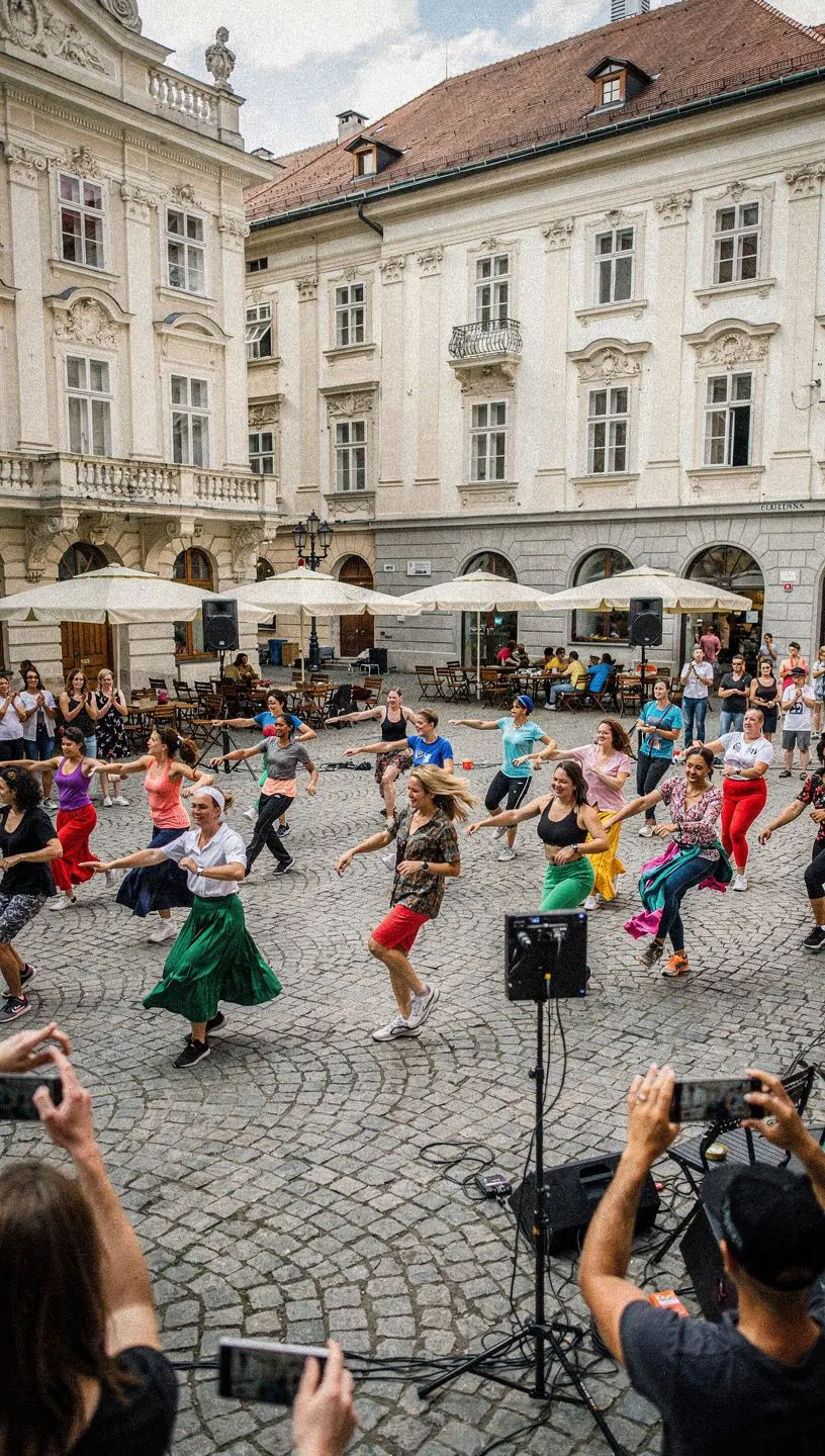 Ein Balletttänzer in eleganter Pose vor einem Spiegel im Studio.